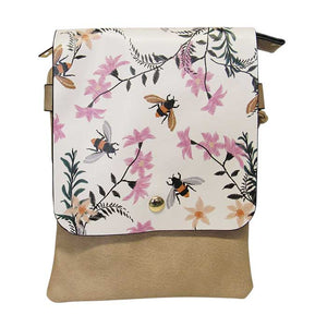 Shoulder bag bees and flower