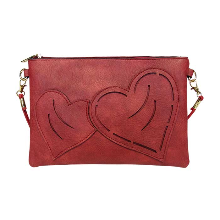Shoulder bag two-hearts red