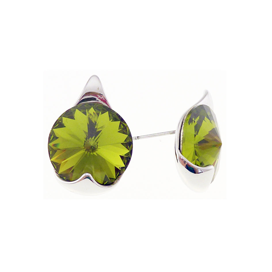 Swarovski olivine CZ earrings