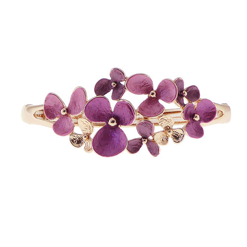 Rose gold fuchsia flowers bracelet