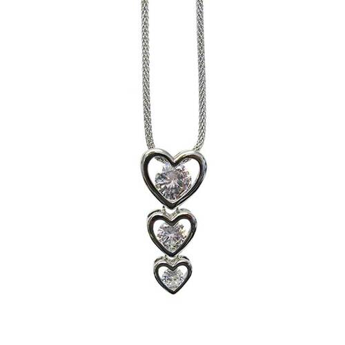 Three tear drop hearts necklace