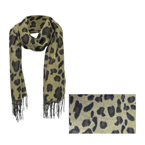 Cat print taupe scarf