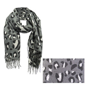 Cat print silver scarf