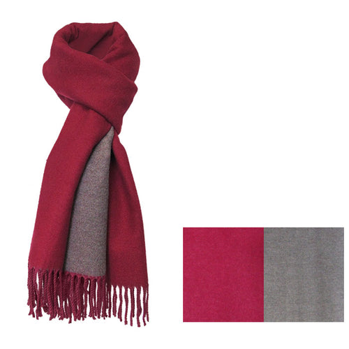 Silk-touch wine-red winter scarf