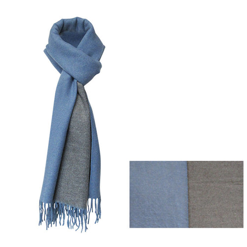 Silk-touch blue winter scarf