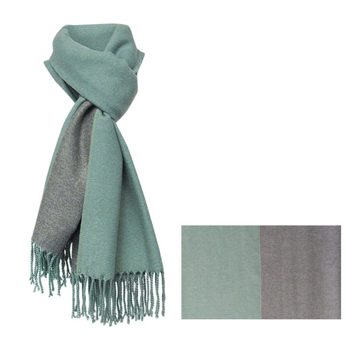 Silk-touch green winter scarf