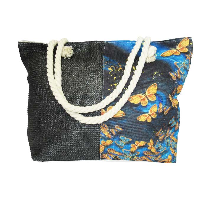 Rope tote bag butterflies (large)