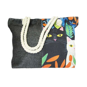 Rope tote bag garden cats (large)