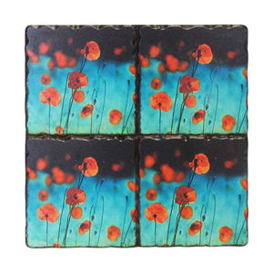 Decorative trivet tile poppy field