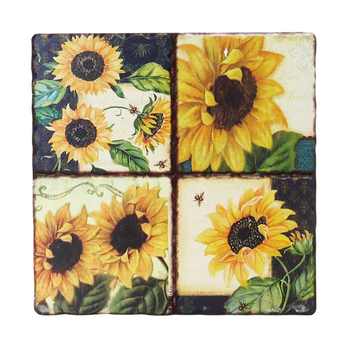Decorative trivet tile sunflowers
