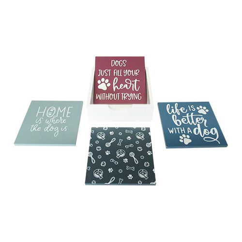 Dog message coasters Set of 4