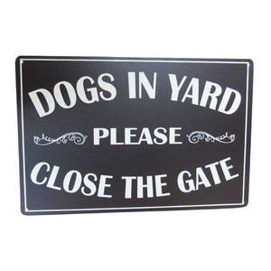 Art tin dog in yard
