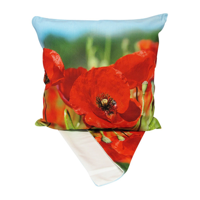 Poppies in a field cushion cover