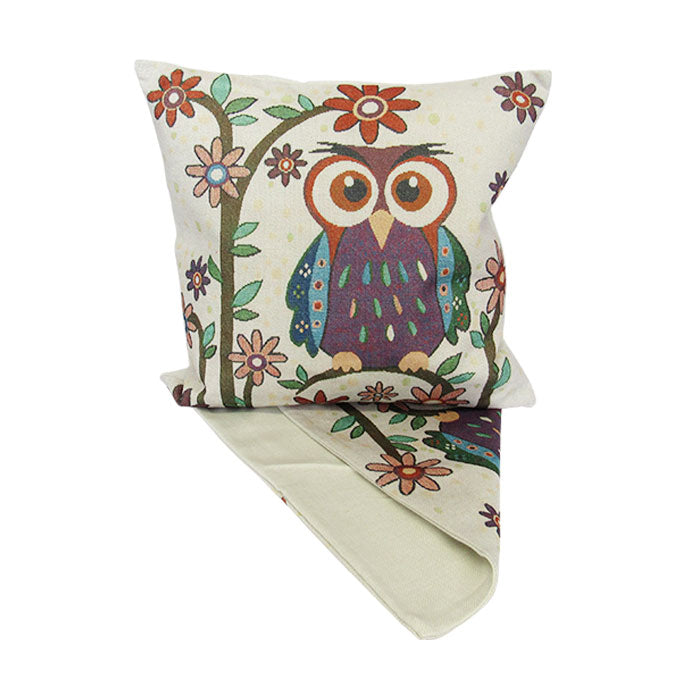 Owl with daisies cushion cover
