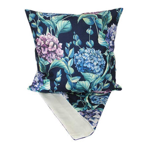 Hydrangeas in blue cushion cover