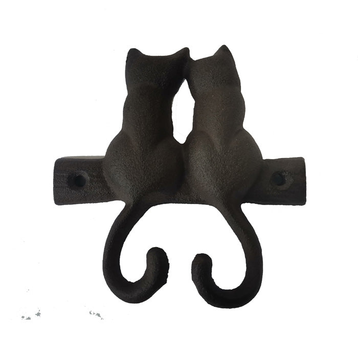 Two cats cast iron hook