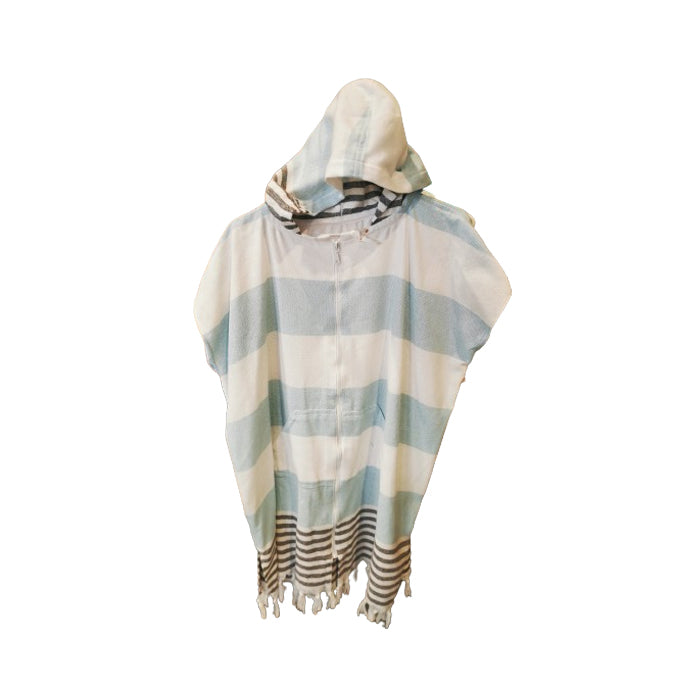 Beach Hooded Towel Blue Stripes