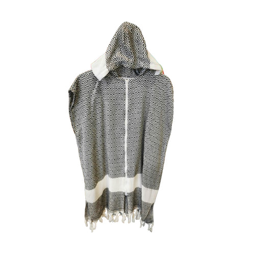 Beach Hooded Towel Grey Pattern