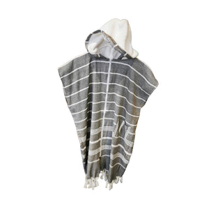 Beach Hooded Towel Grey Stripes