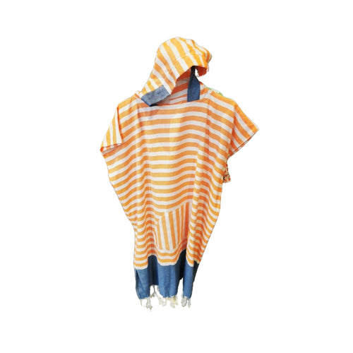 Beach Hooded Towel Orange Stripes