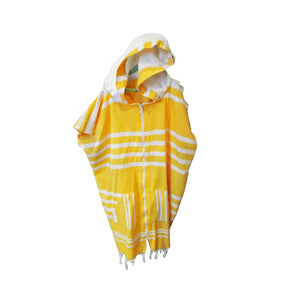 Beach Hooded Towel Yellow Stripes