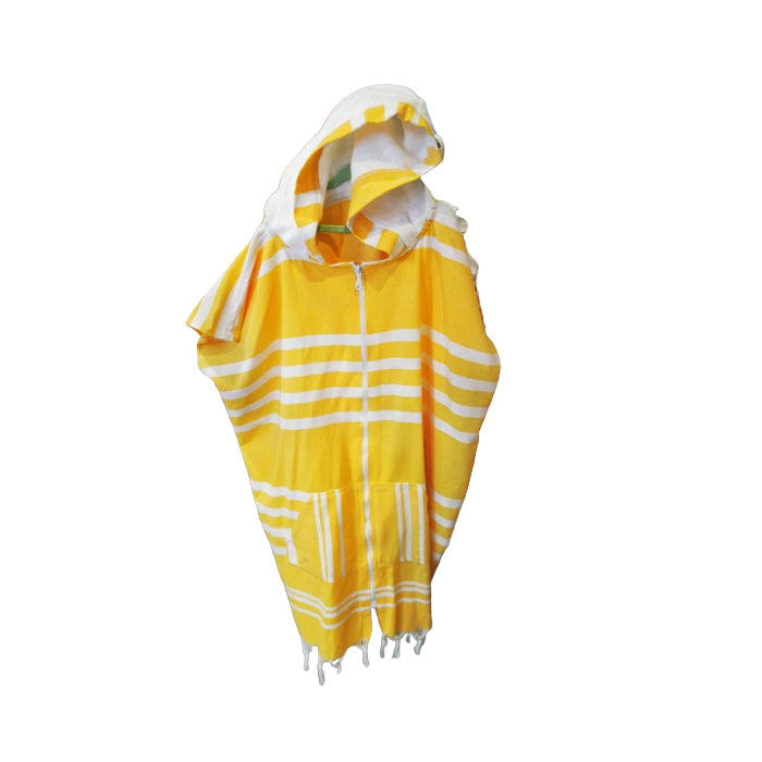 Beach Hooded Towel Yellow Stripes