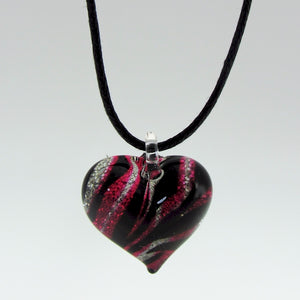 Artisan glass hand-crafted red heart pendant necklace