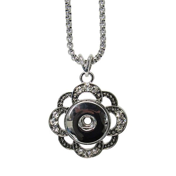 Jewellery Snap flower diamante pendant necklace 80 cm