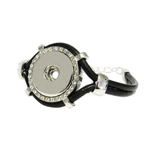 Jewellery Snap black leather diamante bracelet