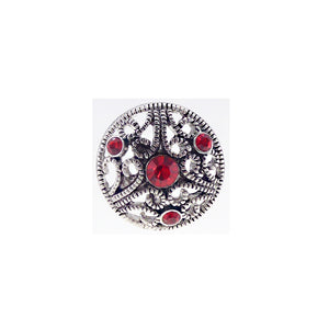 Antique silver swirls with red diamante snap