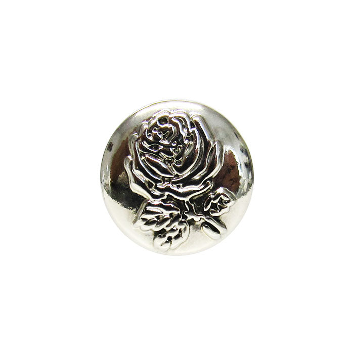 Silver rose relief snap