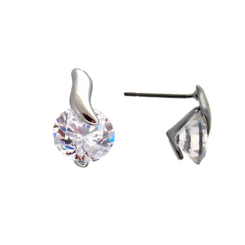 Clear CZ with silver twist earrings