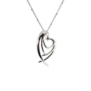 Angel wings rhodium heart necklace