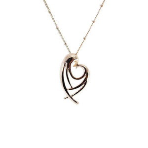 Angel wings rose gold heart necklace