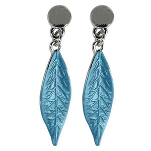 Blue hanging leaves earrings