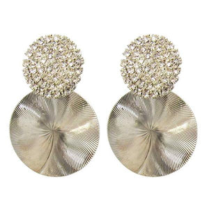 Silver disc with diamante earrings