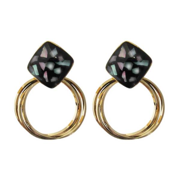 Paua and gold circles earrings