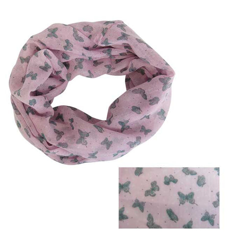 Pink snood with butterflies