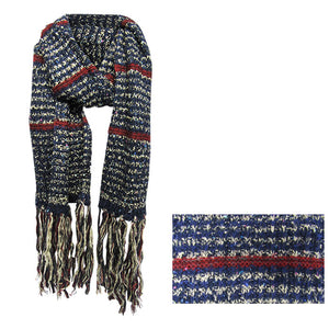 Warm winter-blue and red scarf