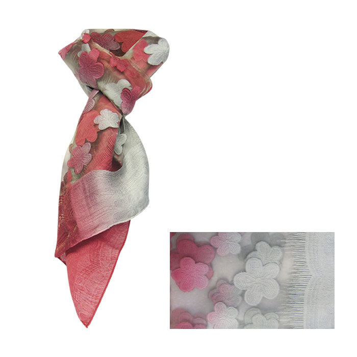 Floral sheer rose silver scarf