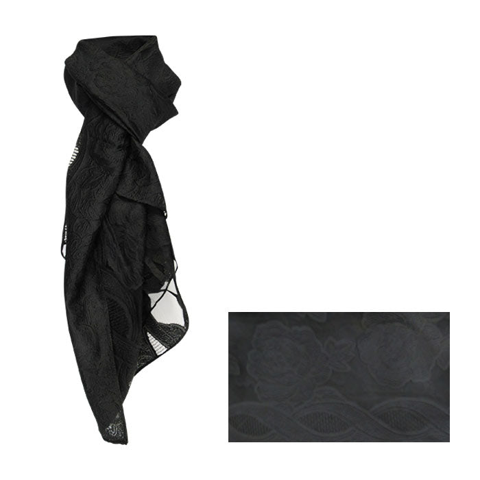 Rose black sheer scarf