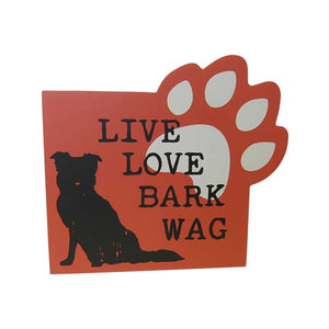 Pet shelf sign bark wag