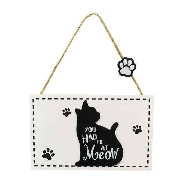 Cat hanger sign At Meow word art sign