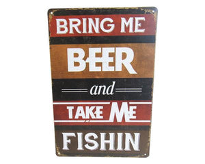 Art tin sign "beer fishing"