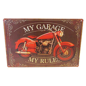 Art tin biker garage rules