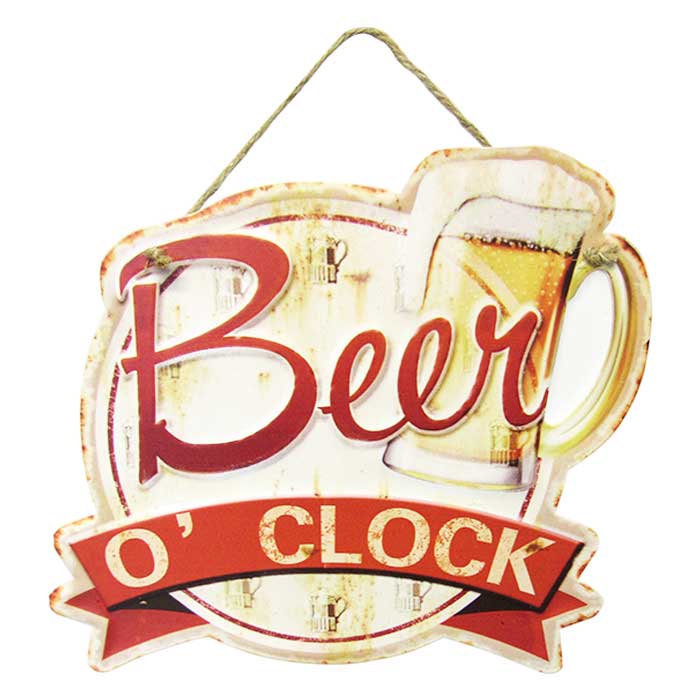 Beer O'clock tin sign hanger