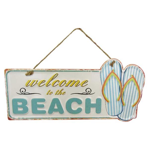 Art tin sign welcome to the beach