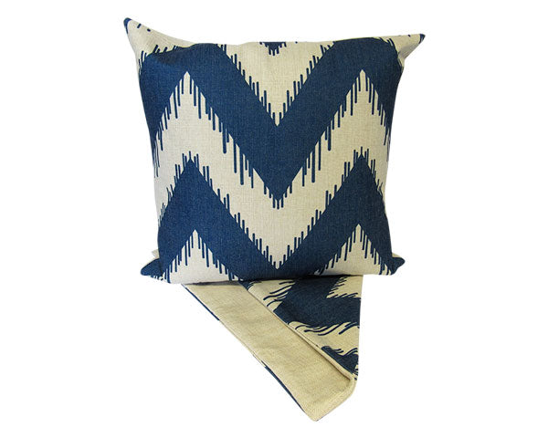 Designer zig zag blue cushion cover