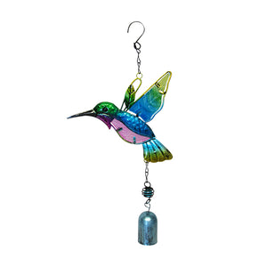Garden glass hummingbird hanger blue