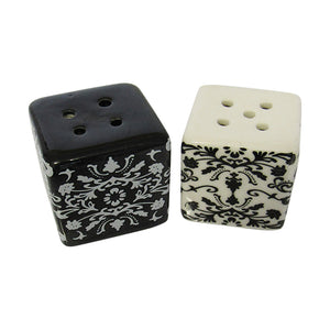 Salt and pepper shakers damask